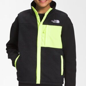 The North Face XL teen boys Sherpa zip mashup vest fleece black neon